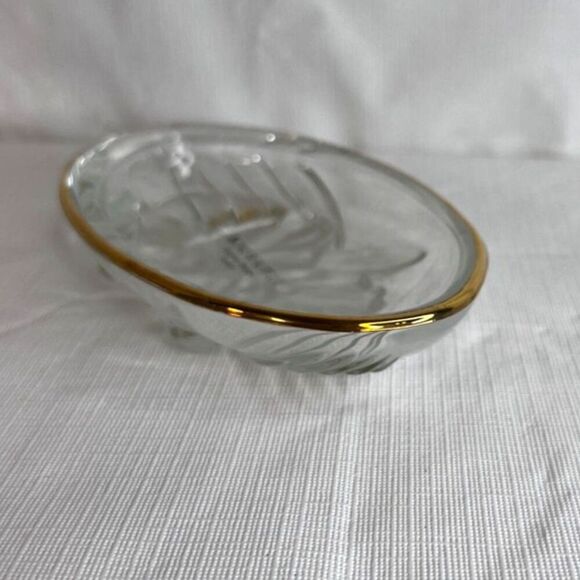 Home Beautiful NEW Orchid Splendor Oval Candy Dish Trinket Bowl Gold Rim - Picture 2 of 11